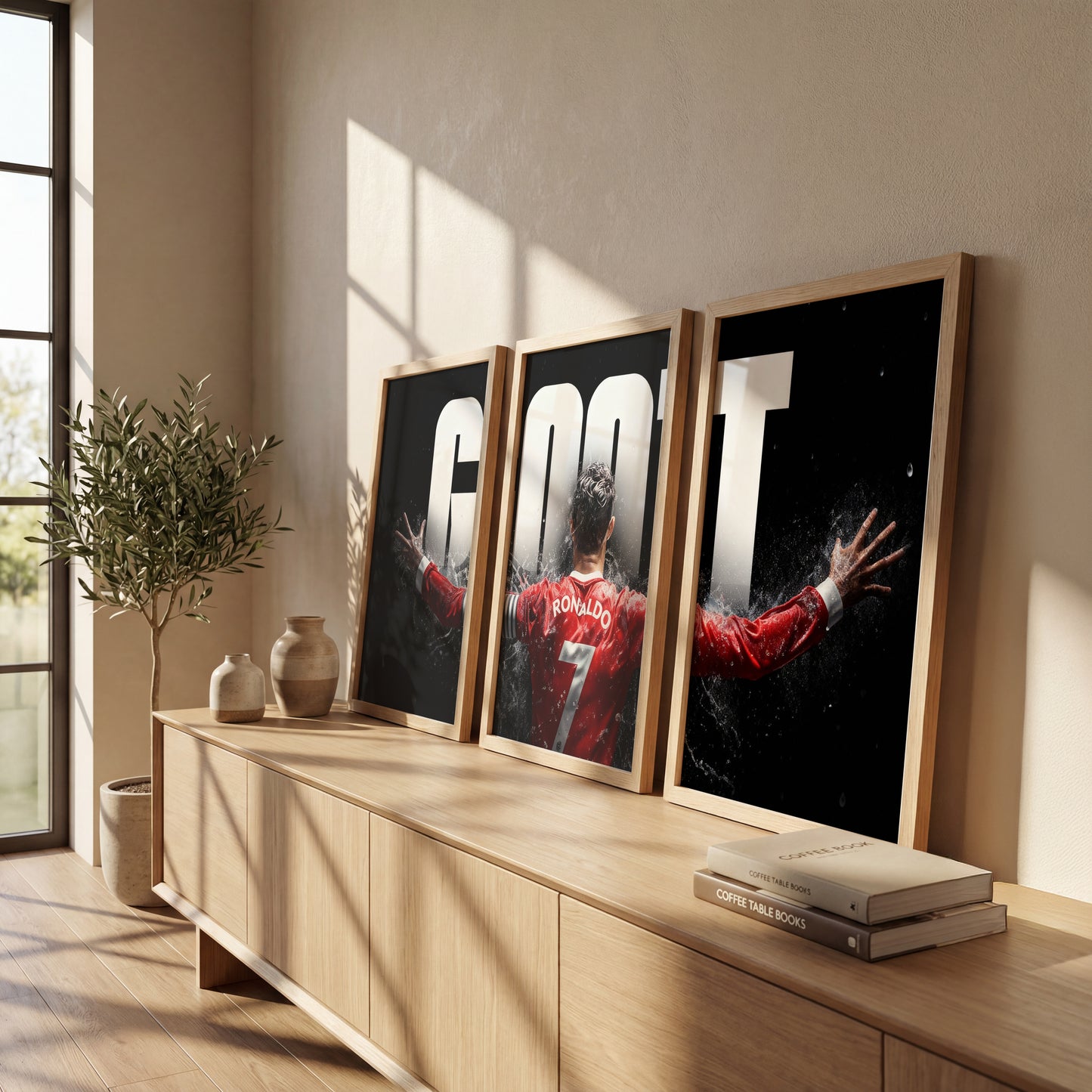 Cristiano Ronaldo GOAT Wall Art Set of 3