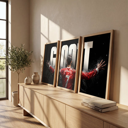 Cristiano Ronaldo GOAT Wall Art Set of 3
