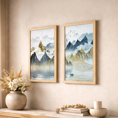 Modern Mountain Art Wall Frame Set of 2