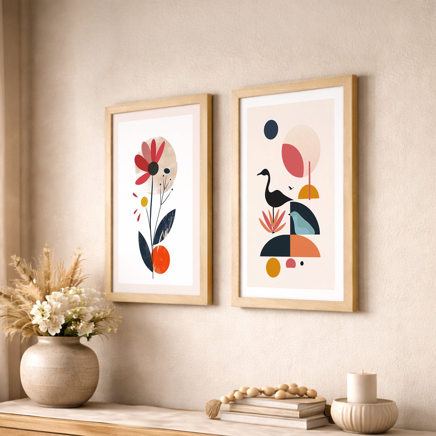 Abstract Modern Floral Wall Art Set of 2