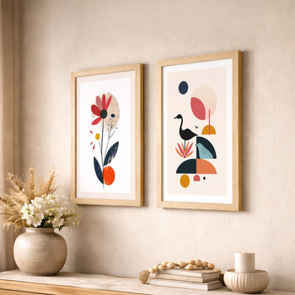 Abstract Modern Floral Wall Art Set of 2