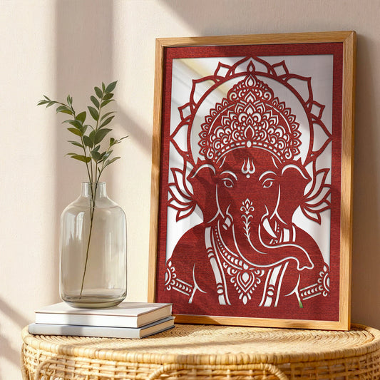 Ganesha Pinewood Laser wall Art