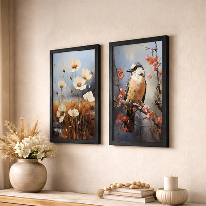 Bird & Floral Wall Art Set of 2