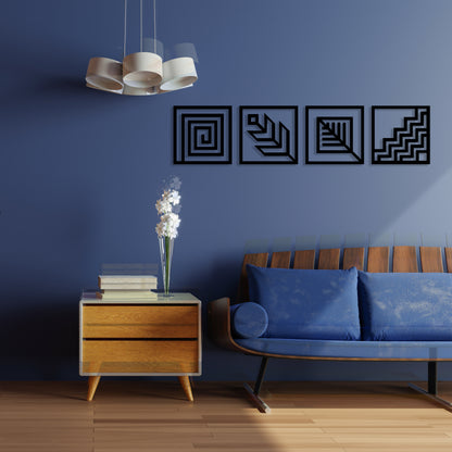 Geometric Pattern Set Pinewood Wall Art