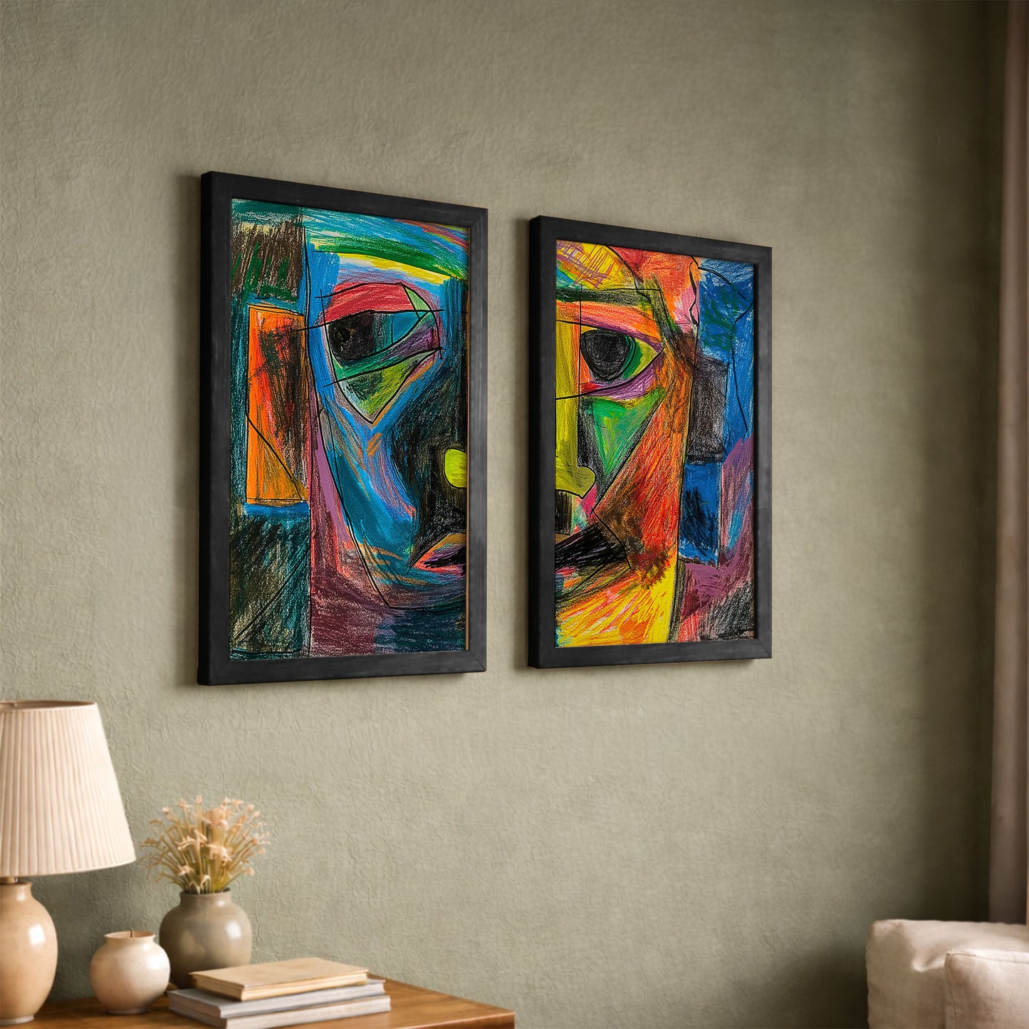 Modern Cubist Face Print Set