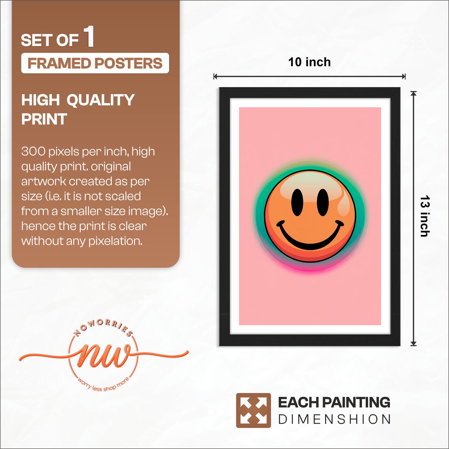 Pastel Smiley Face Aesthetic Framed Poster