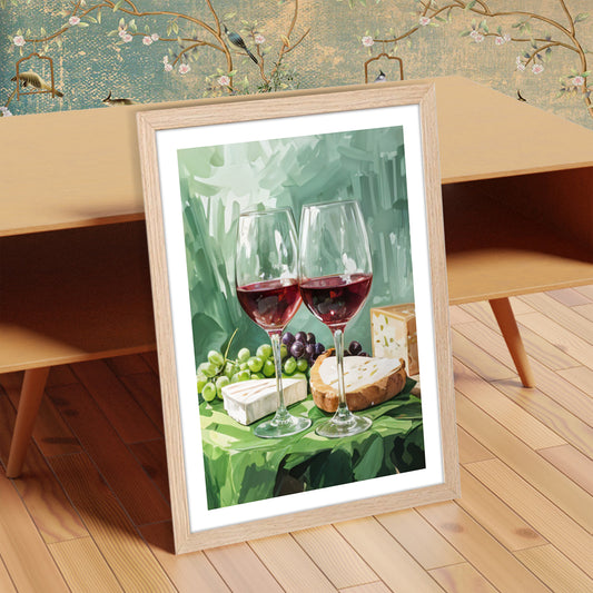 Wine and Cheese Still Life Wall Frame