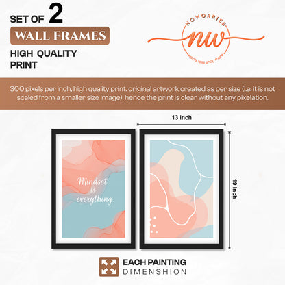 Mindset Is Everything Abstract Wall Art Set of 2