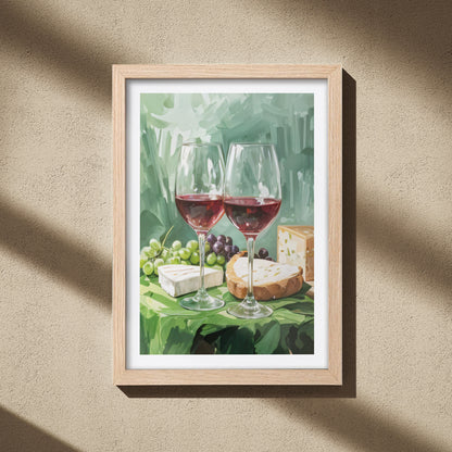Wine and Cheese Still Life Wall Frame