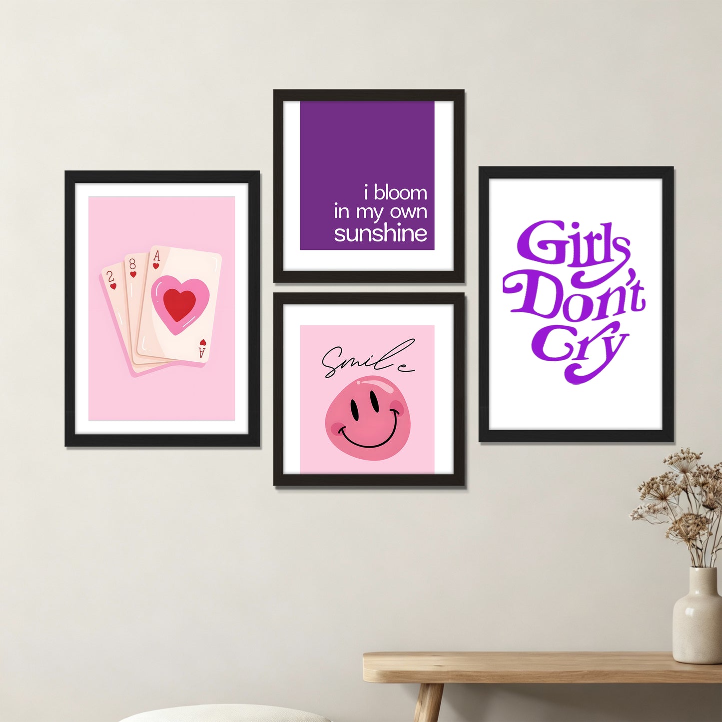 Pink Aesthetic Wall Art Set of 4