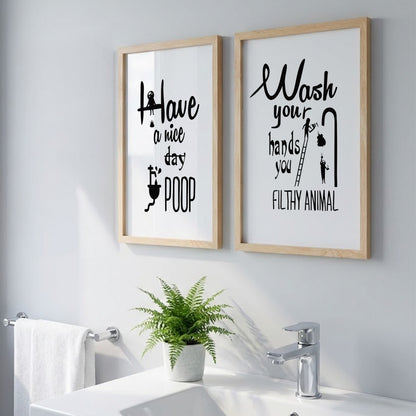 Funny Bathroom Quotes Wall Frames Set of 2