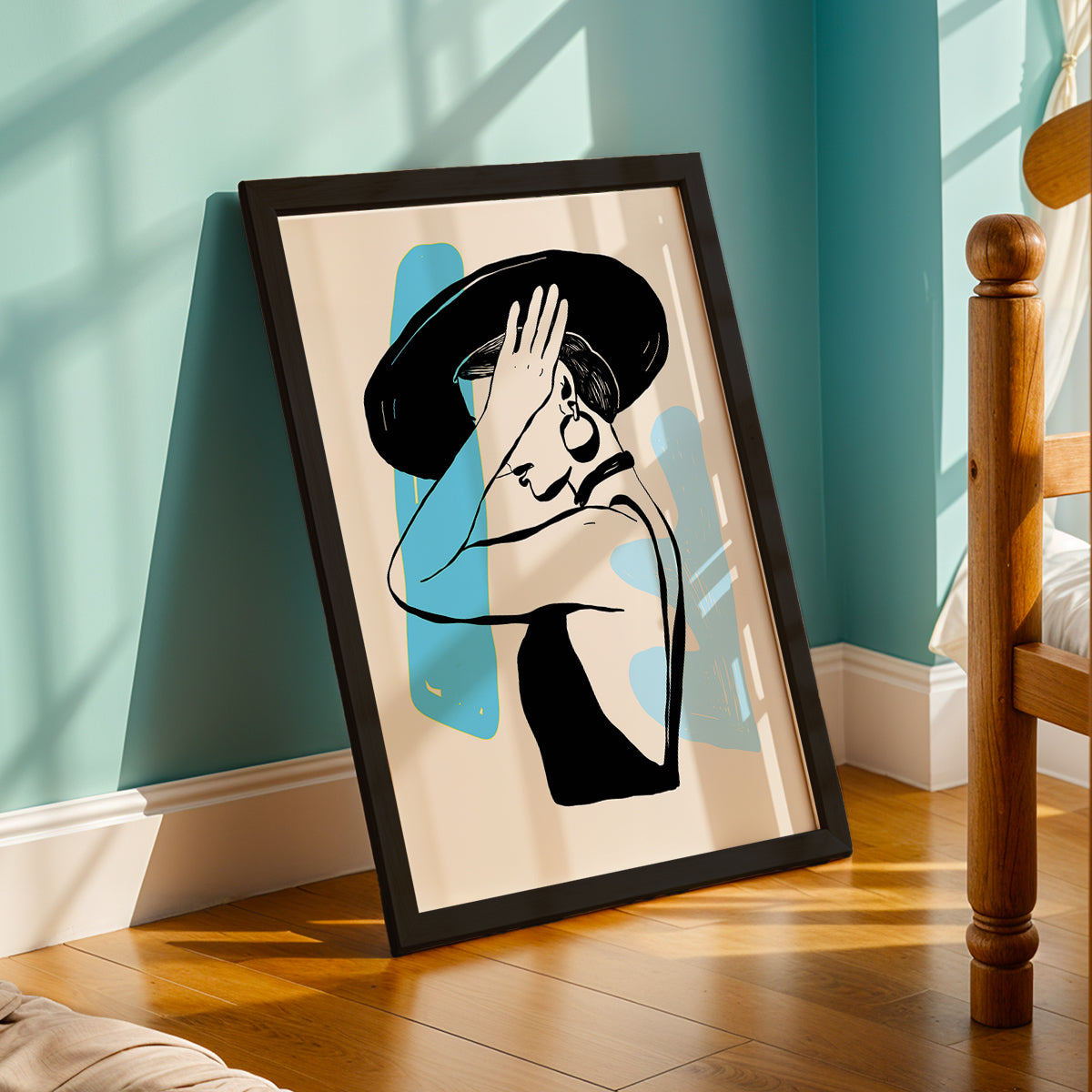 Abstract Lady in Hat Framed Wall Art Print