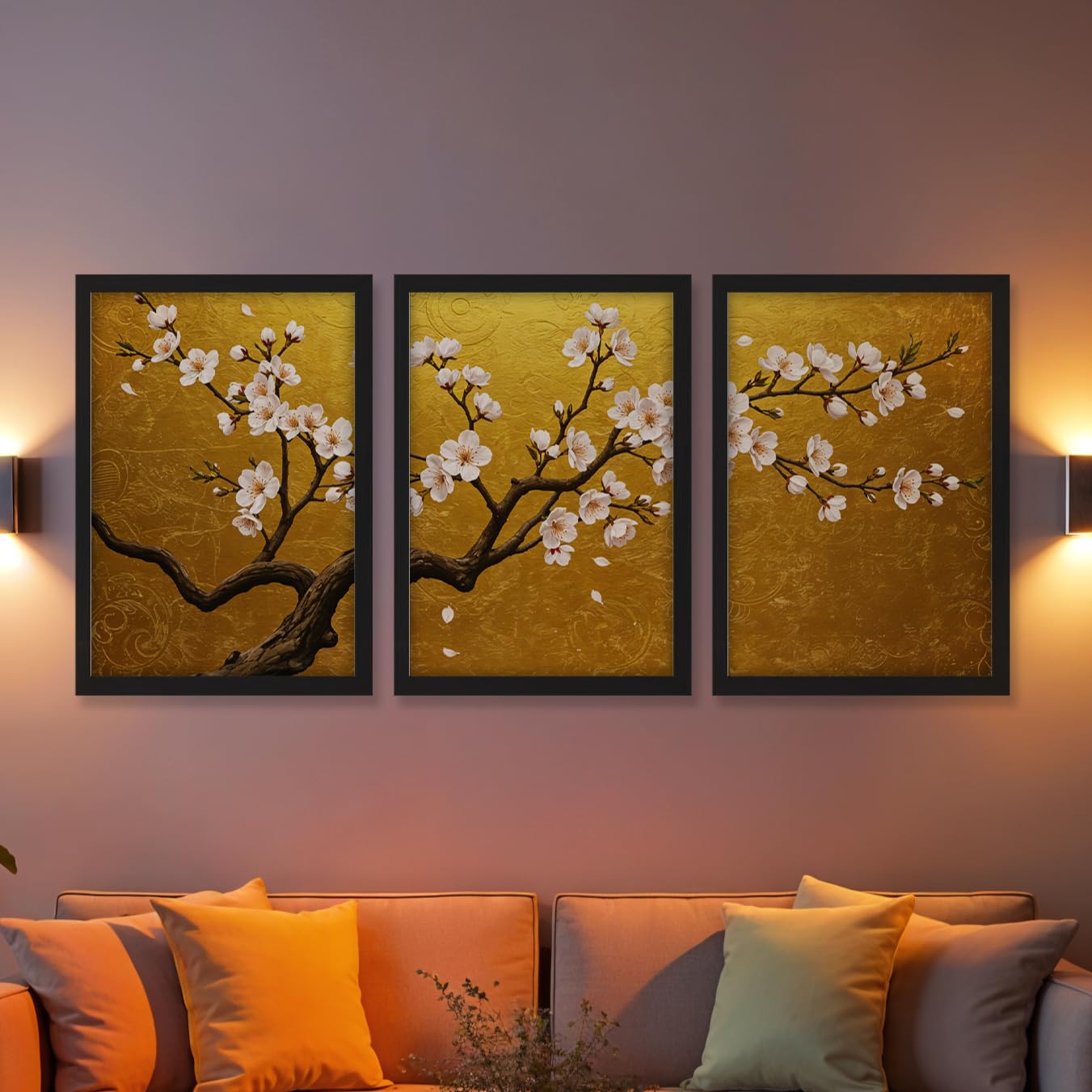 Golden Bloom Wall Frame Set