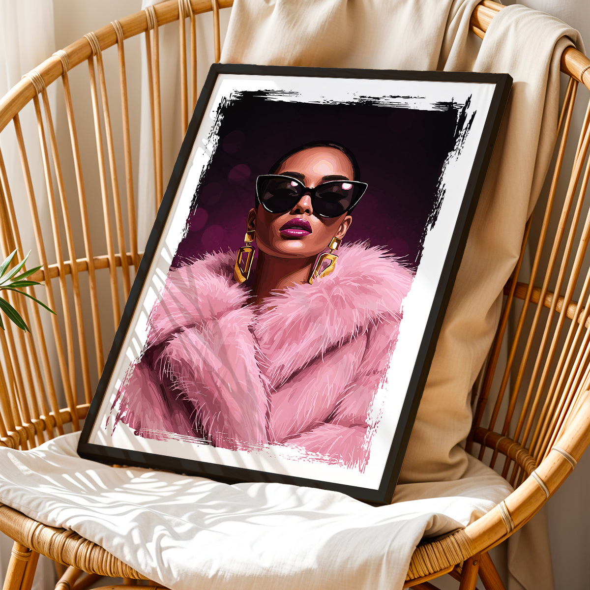 Glam Diva Fashion Portrait Framed Wall Art