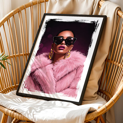 Glam Diva Fashion Portrait Framed Wall Art