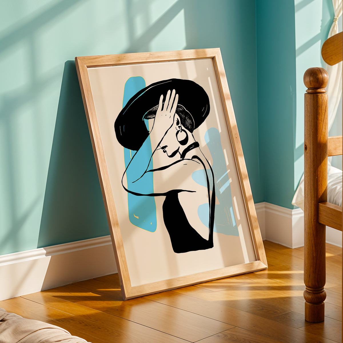 Abstract Lady in Hat Framed Wall Art Print