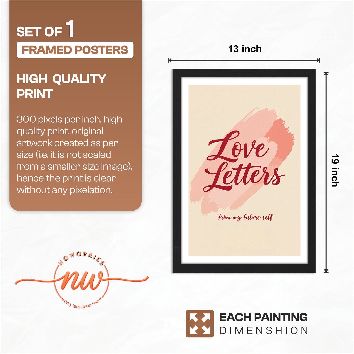 Love Letters Typography Framed Wall Art Print