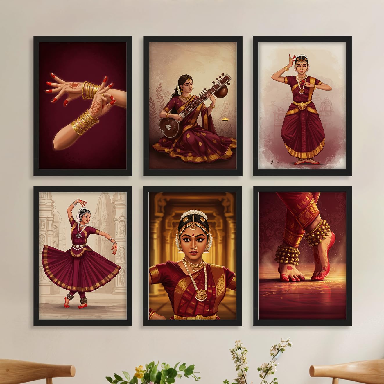 Bharatanatyam Grace Set Wall Frame