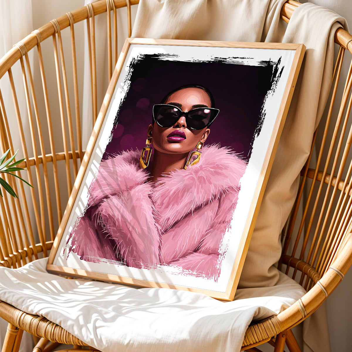 Glam Diva Fashion Portrait Framed Wall Art