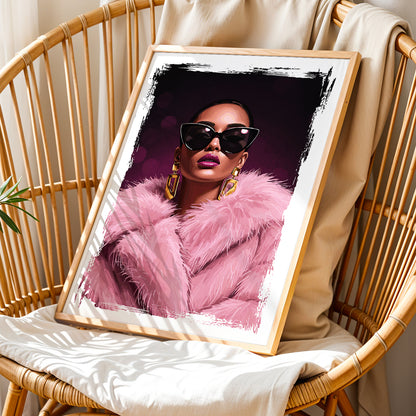 Glam Diva Fashion Portrait Framed Wall Art