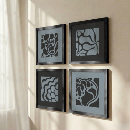 Modern Monochrome Abstract Wall Frames Set of 4