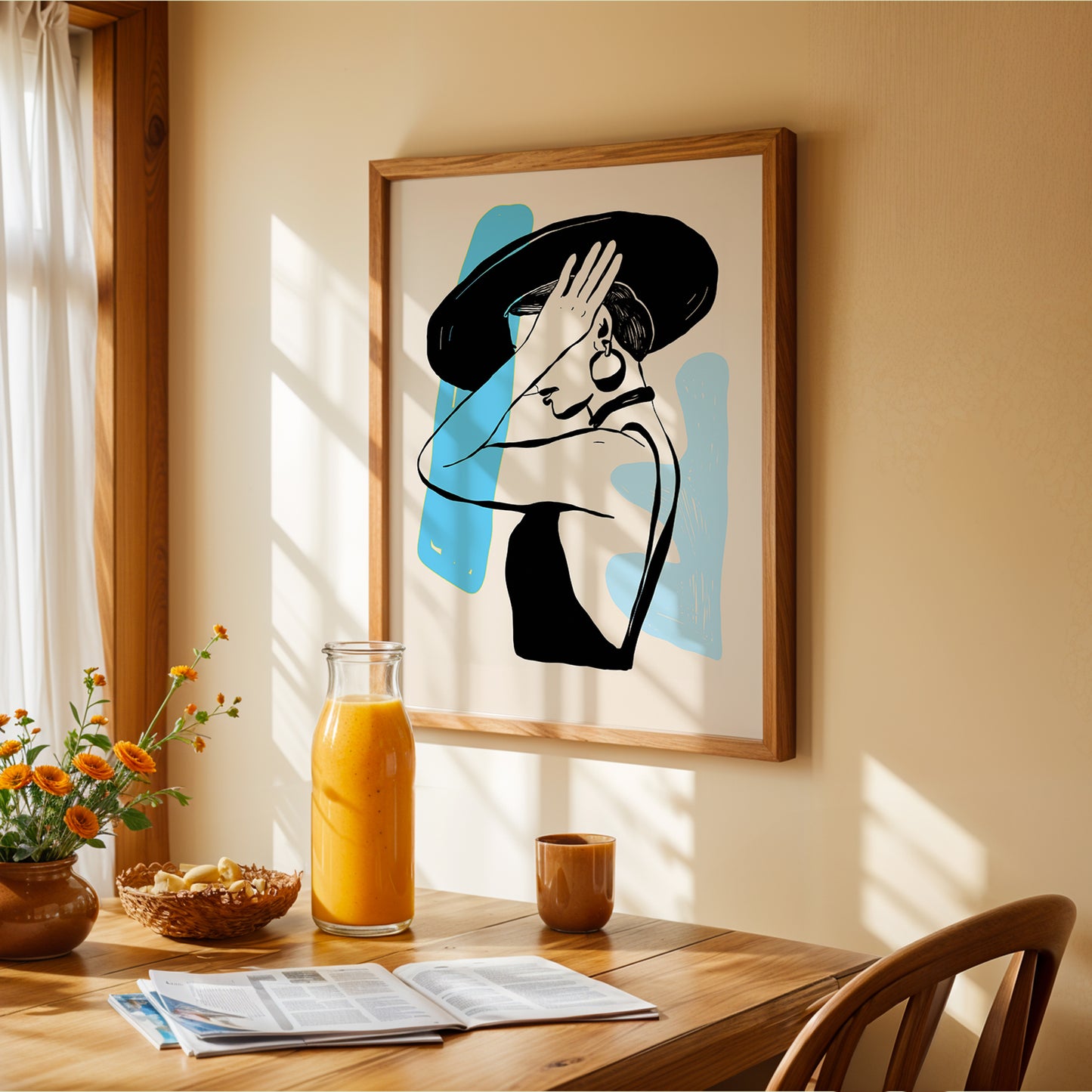 Abstract Lady in Hat Framed Wall Art Print