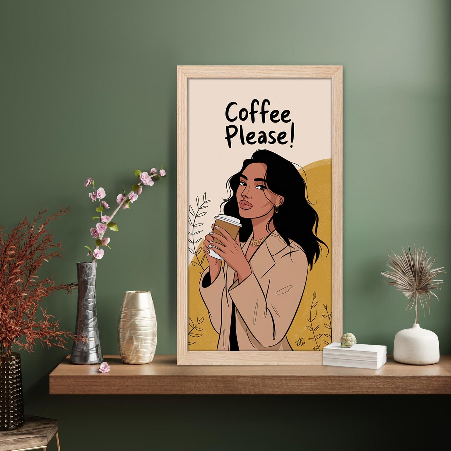Modern Coffee Girl Illustration