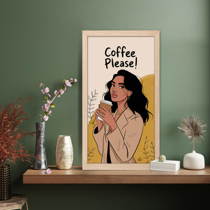 Modern Coffee Girl Illustration
