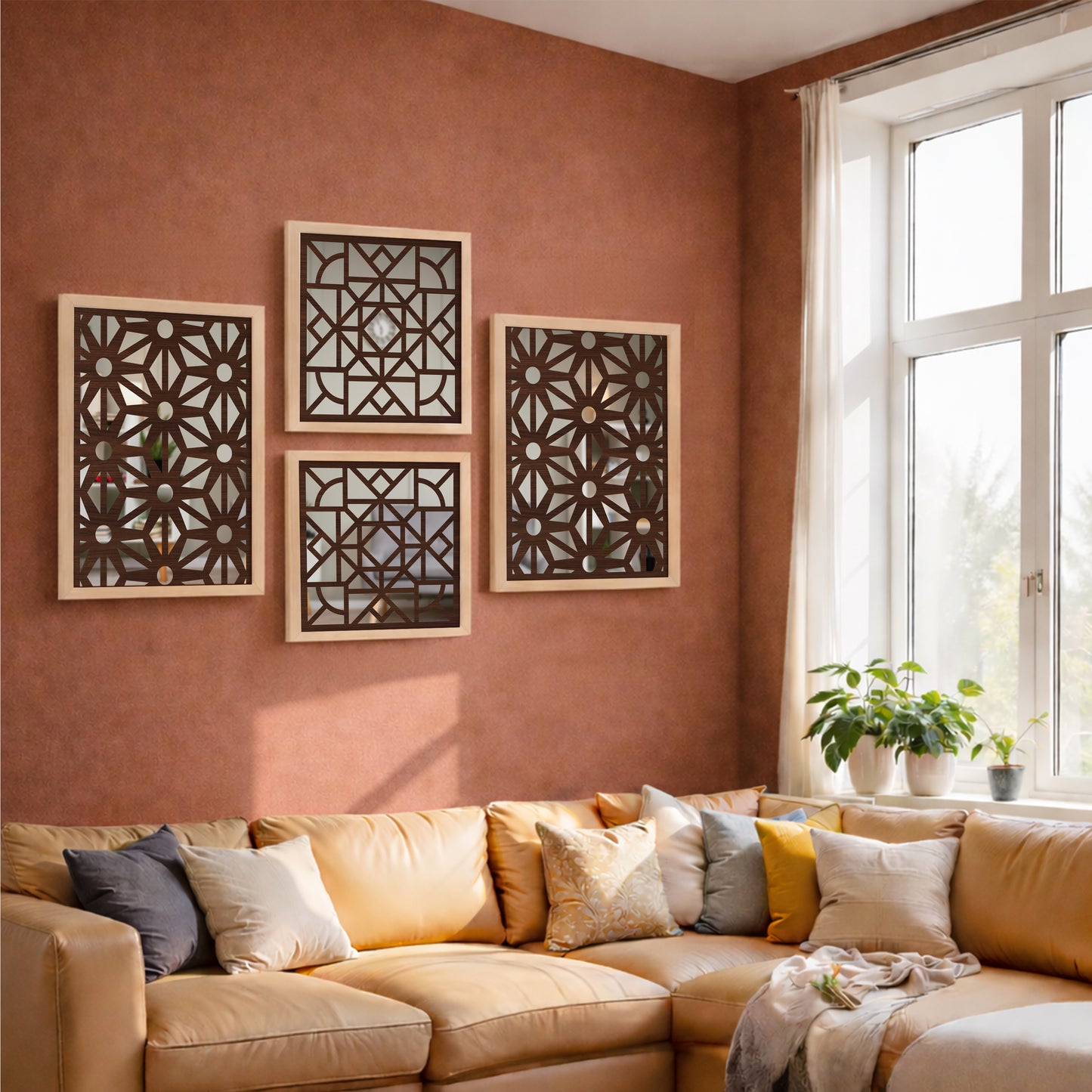 Geometric Mirror Art Set of 4