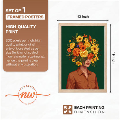 Floral Portrait Abstract Framed Wall Art Print