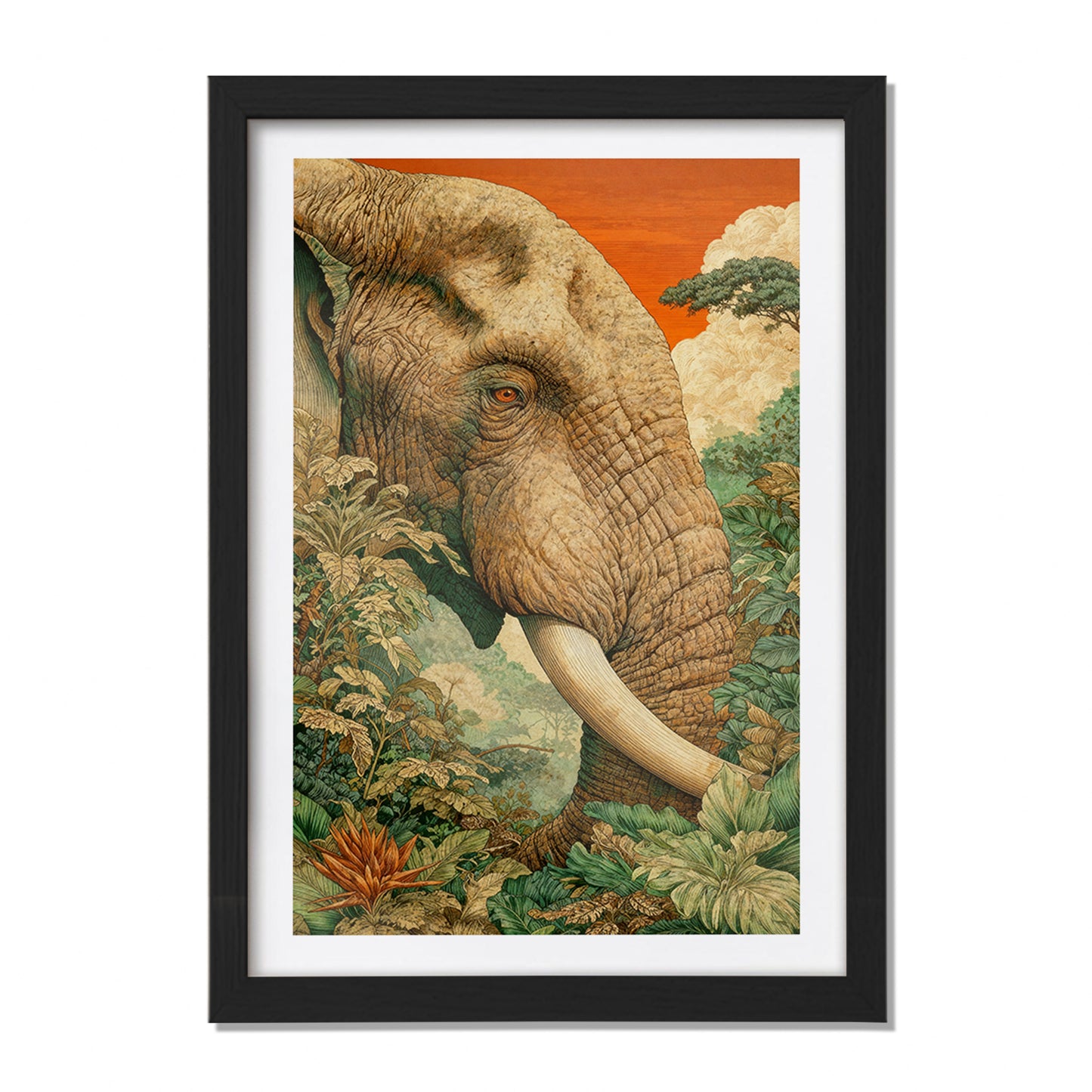 Majestic Elephant Portrait Wall Frame