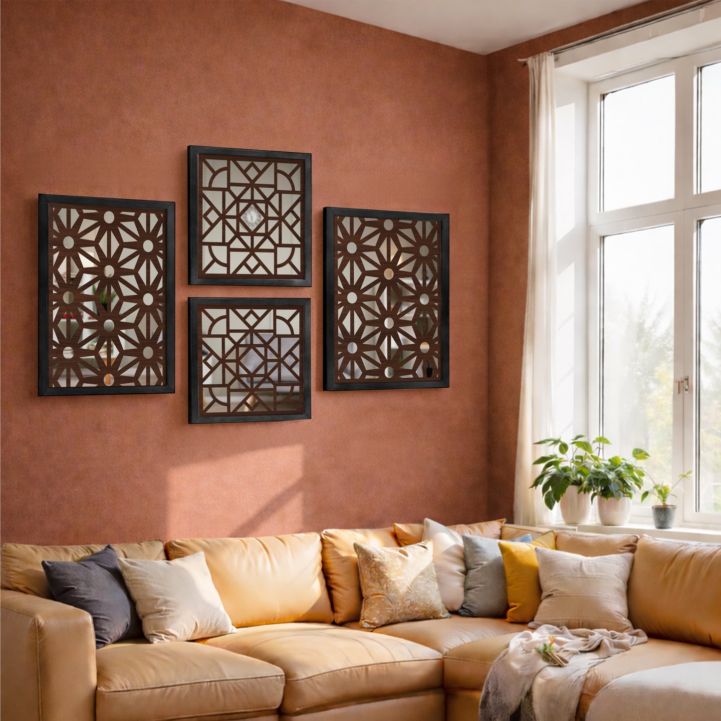 Geometric Mirror Art Set of 4