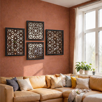 Geometric Mirror Art Set of 4