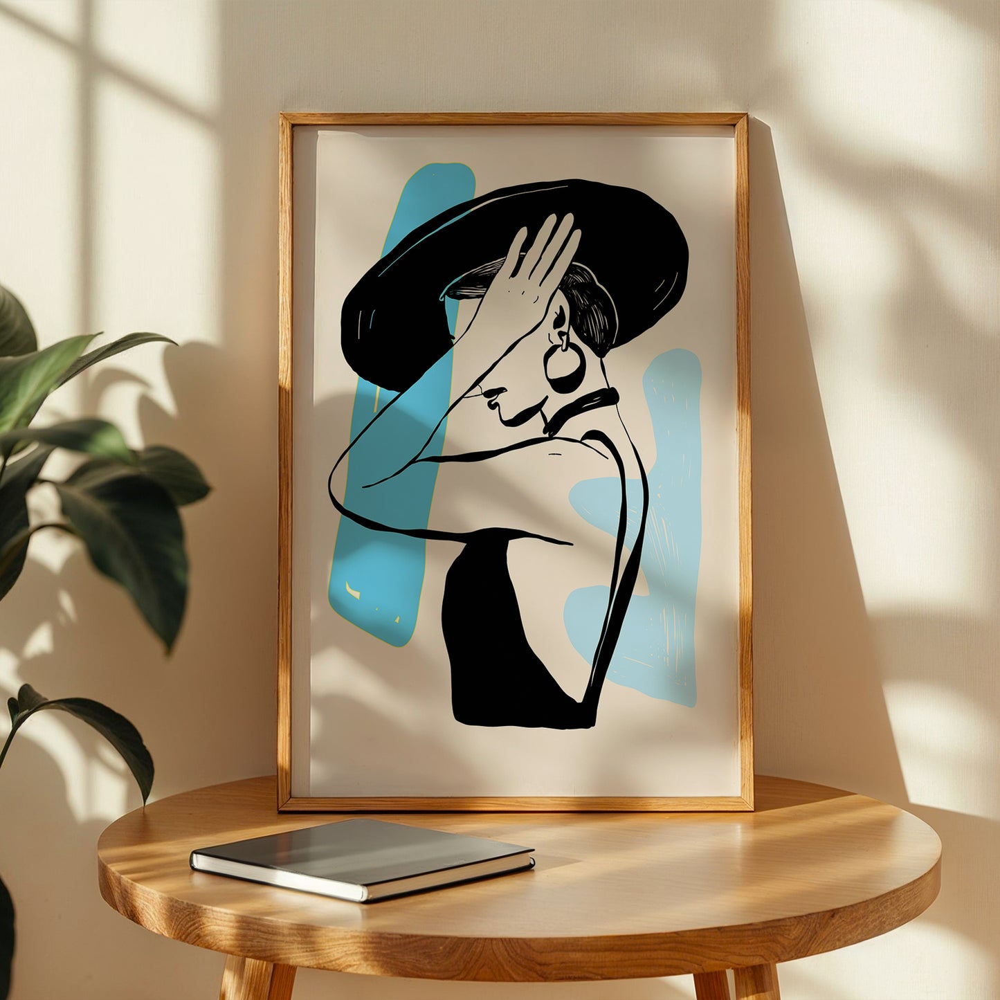 Abstract Lady in Hat Framed Wall Art Print