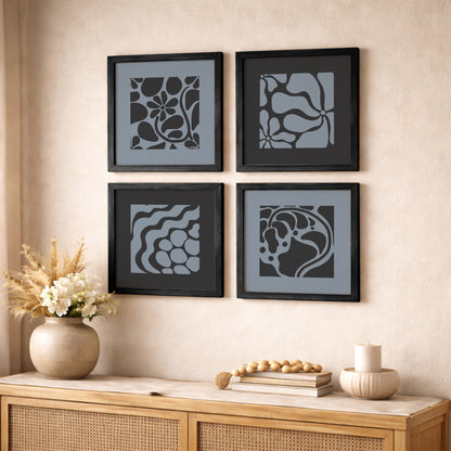 Modern Monochrome Abstract Wall Frames Set of 4