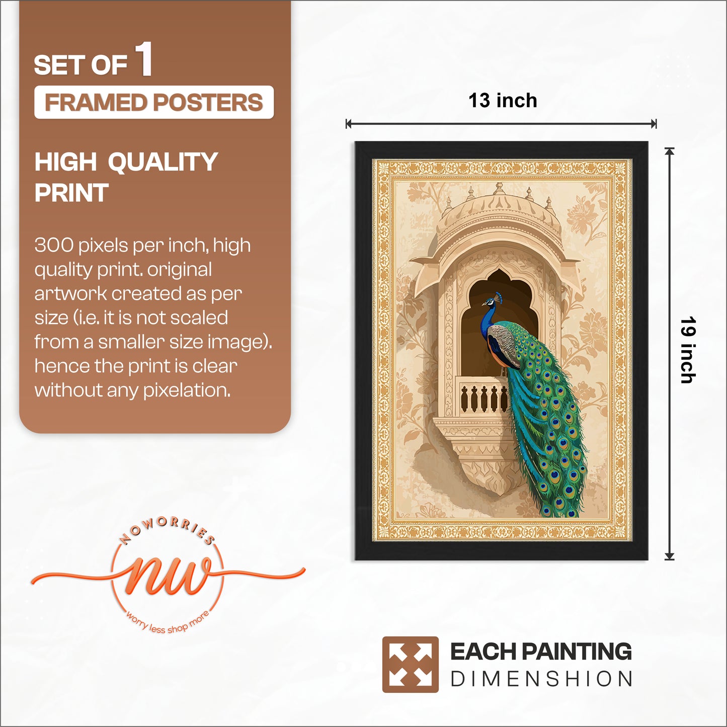 Peacock Majesty Traditional Wall Art
