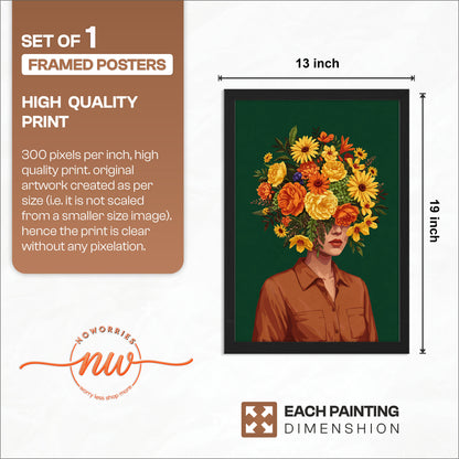 Floral Portrait Abstract Framed Wall Art Print