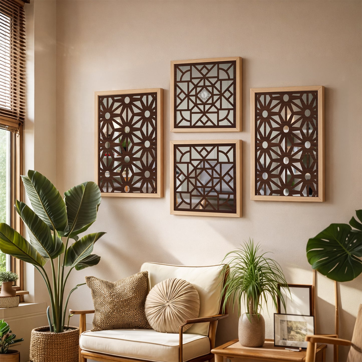 Geometric Mirror Art Set of 4