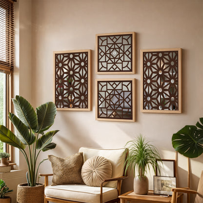 Geometric Mirror Art Set of 4