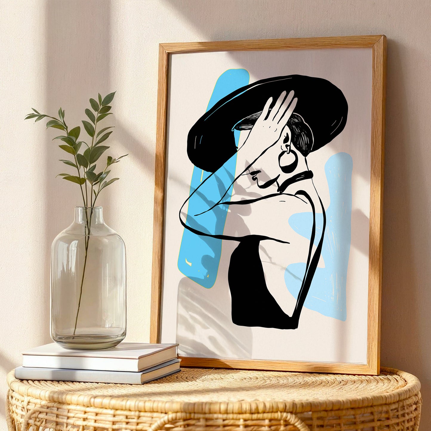 Abstract Lady in Hat Framed Wall Art Print