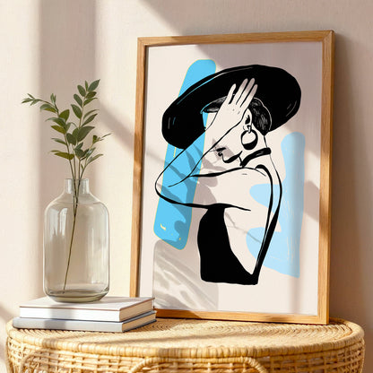 Abstract Lady in Hat Framed Wall Art Print
