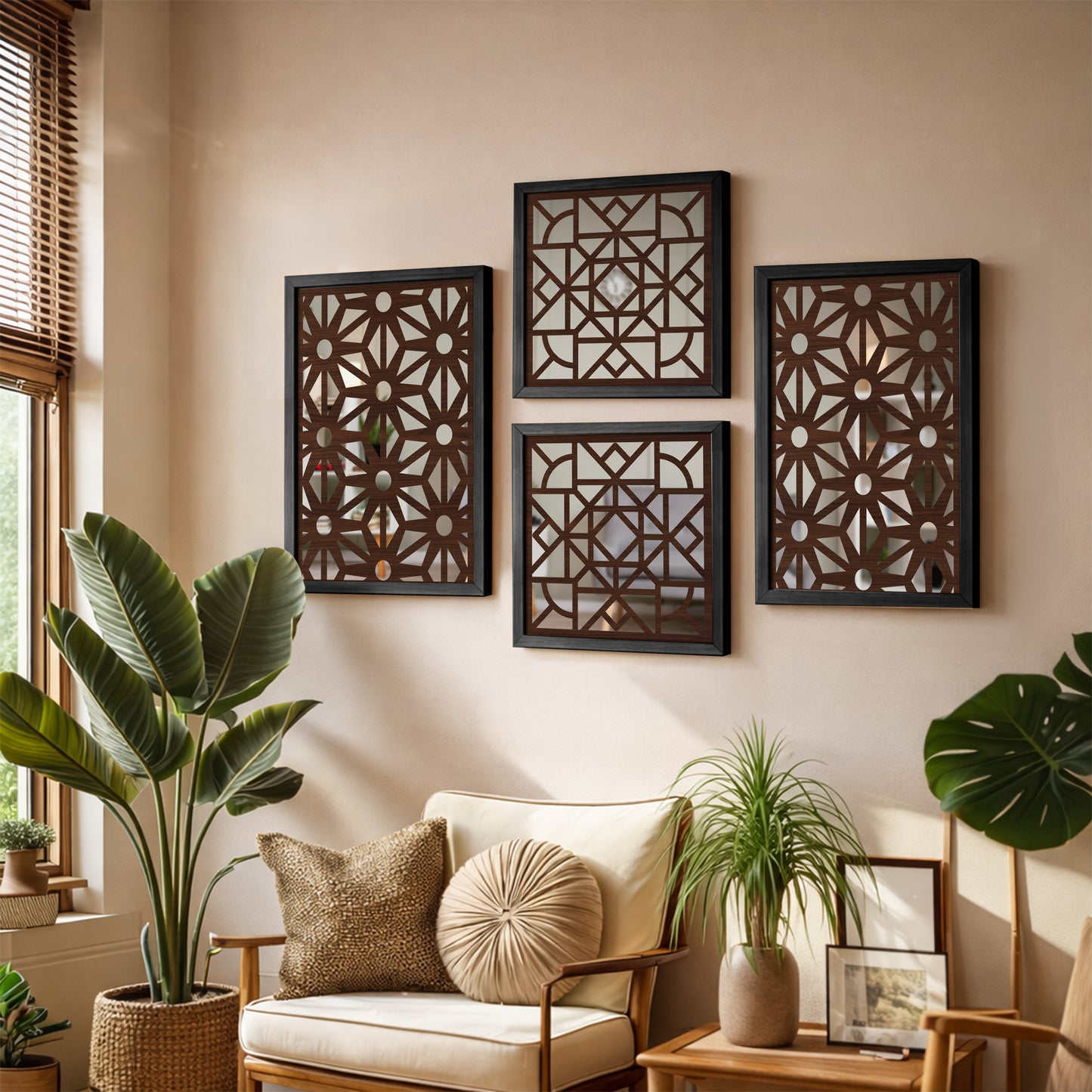 Geometric Mirror Art Set of 4