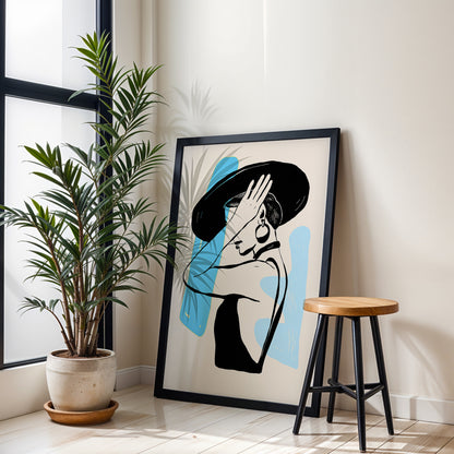 Abstract Lady in Hat Framed Wall Art Print