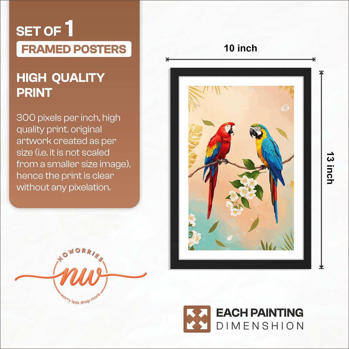 Tropical Parrot Duo Wall Frame