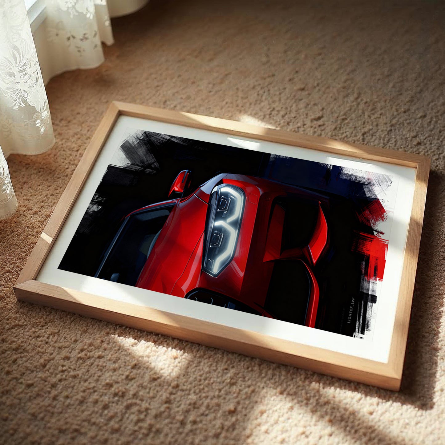 Neon Drift Car Wall Frame Set
