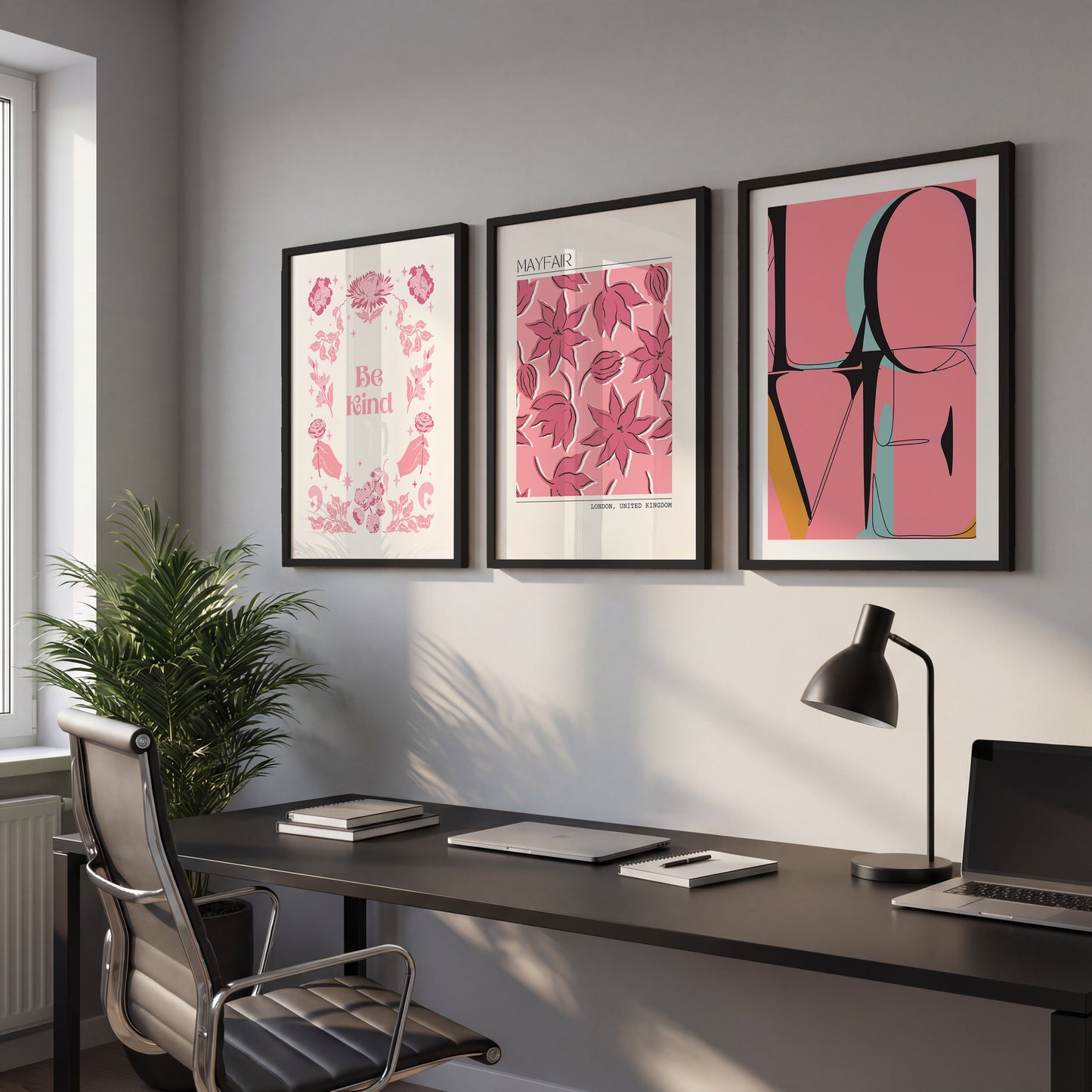 Pink Chic Wall Art Frames Set of 3
