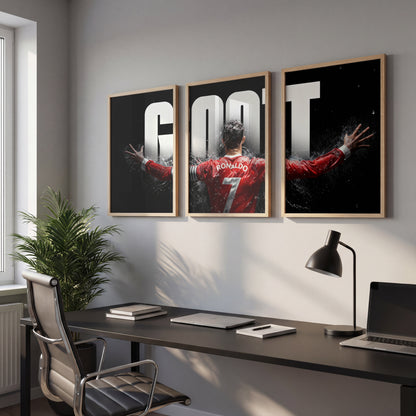 Cristiano Ronaldo GOAT Wall Art Set of 3