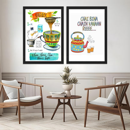 Desi Chai Quote Framed Wall Art Set of 2