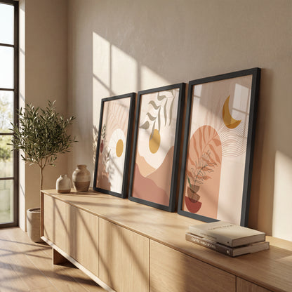 Modern Neutral Landscape Wall Frames Set of 3