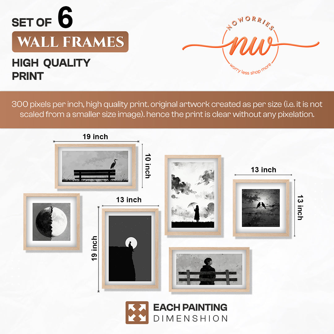 Black & White Minimal Wall Art Set of 6